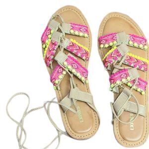 Express Multicolor Strappy Flat Sandals Size 8‎